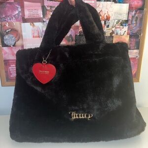 Sold* JUICY COUTURE BLACK FUZZY TOTE BAG